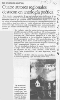 Cuatro autores regionales destacan en antología poética  [artículo]
