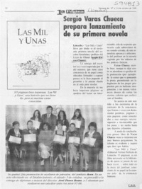 Sergio Varas Chueca prepara lanzamiento de su primera novela  [artículo] C. B. O.