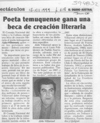 Poeta temuquense gana una beca de creación literaria  [artículo]