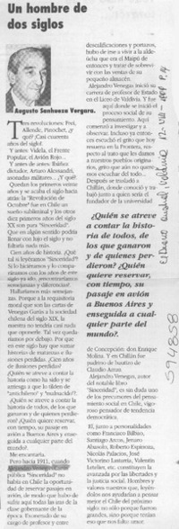 Un hombre de dos siglos  [artículo] Augusto Sanhueza Vergara