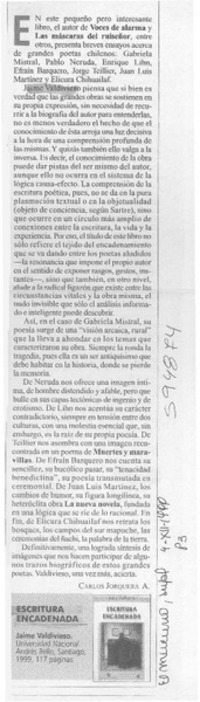 Escritura encadenada  [artículo] Carlos Jorquera A.