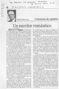 Un escritor romántico  [artículo] Marino Muñoz Lagos