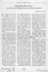 Mauricio Wacquez o la nueva etiqueta de la sensualidad  [artículo] Juan Ignacio Iturria