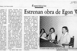 Estrenan obra de Egon Wolf  [artículo]