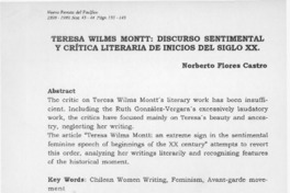 Teresa Wilms Montt, discurso sentimental y crítica literaria de inicios del siglo XX  [artículo] Norberto Flores Castro