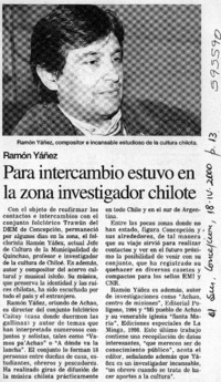 Para intercambio estuvo en la zona investigador chilote  [artículo]