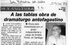 A las tablas obra de dramaturgo antofagastino  [artículo]