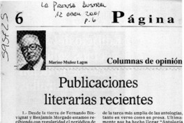 Publicaciones literarias recientes