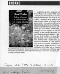 Sobre el amor, el sufrimiento y el nuevo milenio  [artículo] Rodrigo Pinto