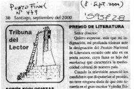 Premio de literatura  [artículo] Graciela Álvarez Rojas