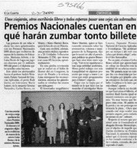 Premios Nacionales cuentan en qué harán zumbar tonto billete  [artículo]
