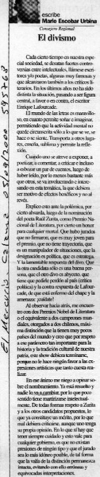 El divismo  [artículo] Mario Escobar Urbina