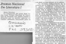 Premio Nacional de Literatura I  [artículo] Aldo Reyes D.