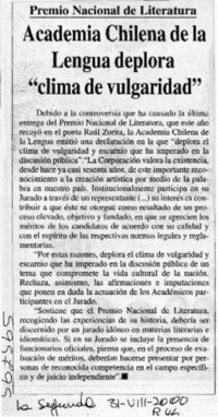 Academia Chilena de la Lengua deplora "clima de vulgaridad"  [artículo]