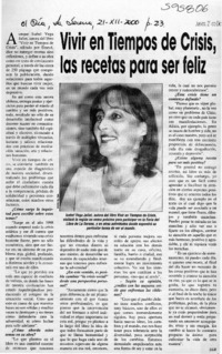 Vivir en tiempos de crisis, las recetas para ser feliz  [artículo] J. G. E.