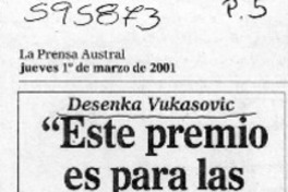 "Este premio es para las escritoras"  [artículo]
