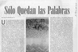 Sólo quedan las palabras  [artículo] Ignacio Rodríguez A.