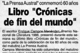 Libro "Crónicas de fin del mundo"  [artículo]