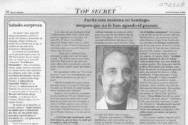 Zurita esta mañana en Santiago, asegura que no le han aguado el premio