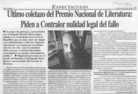 Último coletazo del Premio Nacional de Literatura, piden a contralor nulidad legal del fallo  [artículo]