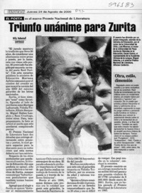 Triunfo unánime para Zurita  [artículo] Willy Haltenhoff