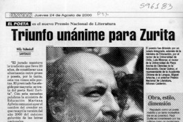 Triunfo unánime para Zurita  [artículo] Willy Haltenhoff