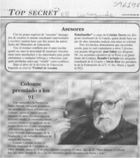 Coloane premiado a los 91  [artículo]