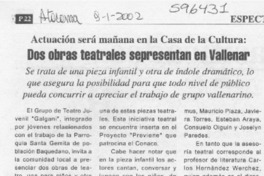 Dos obras teatrales se presentan en Vallenar  [artículo]