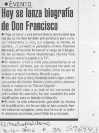 Hoy se lanza biografía de Don Francisco  [artículo]