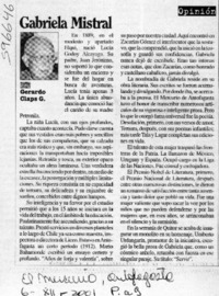 Gabriela Mistral  [artículo] Gerardo Claps G.
