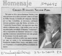 Crearán Fundación Nicanor Parra  [artículo]