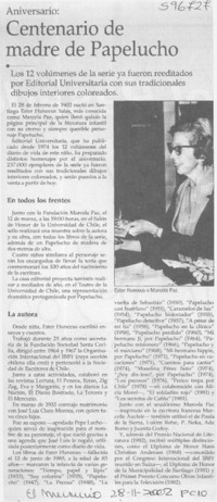 Centenario de madre de Papelucho  [artículo]