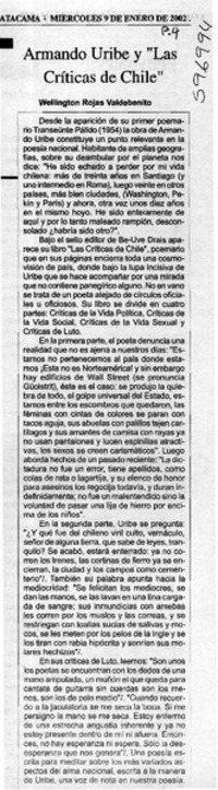 Armando Uribe y "Las críticas de Chile"