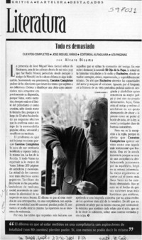 Todo es demasiado  [artículo] Álvaro Bisama