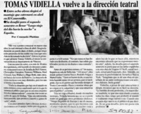 Tomás Vidiella vuelve a la dirección teatral  [artículo] Consuelo Plubins
