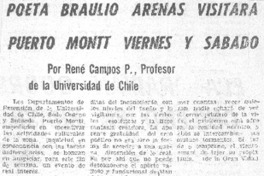 Poeta Braulio Arenas visitará Puerto Montt viernes y sábado