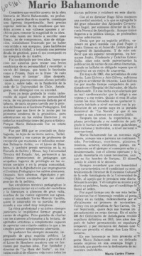 Mario Bahamonde  [artículo] Mario Cortés Flores.