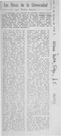 Los libros de la Universidad  [artículo] Eladio García.