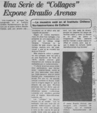 Una serie de "collages" expone Braulio Arenas.  [artículo]