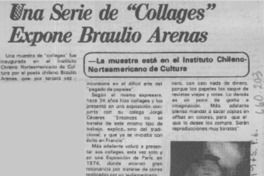 Una serie de "collages" expone Braulio Arenas.  [artículo]