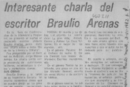 Interesante charla del escritor Braulio Arenas.  [artículo]