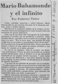 Mario Bahamonde y el infinito  [artículo] Federico Tatter.