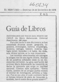 Diccionario de voces del norte de Chile.