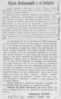 Mario Bahamonde y el infinito
