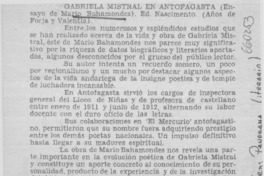 Gabriela Mistral en Antofagasta.  [artículo]