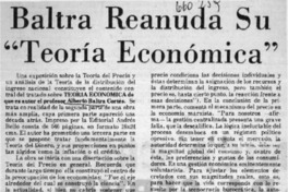 Baltra reanuda su "Teoría económica".  [artículo]