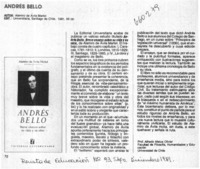 Andrés Bello  [artículo] Alfredo Matus Olivier.