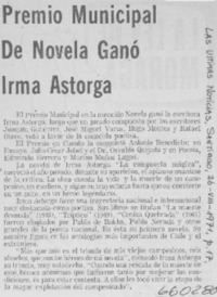 Premio Municipal de novela ganó Irma Astorga.