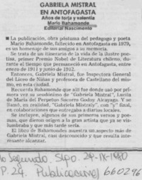 Gabriela Mistral en Antofagasta.