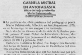 Gabriela Mistral en Antofagasta.